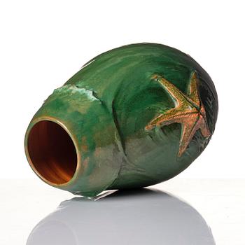 Hilma Persson-Hjelm, a glazed earthenware art nouveau vase, executed in her own studio, Arvika 1910. No 1280.
