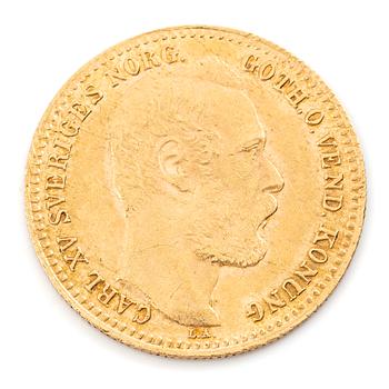 Guldmynt, Sverige, Karl XV, 1 Carolin, 1869.