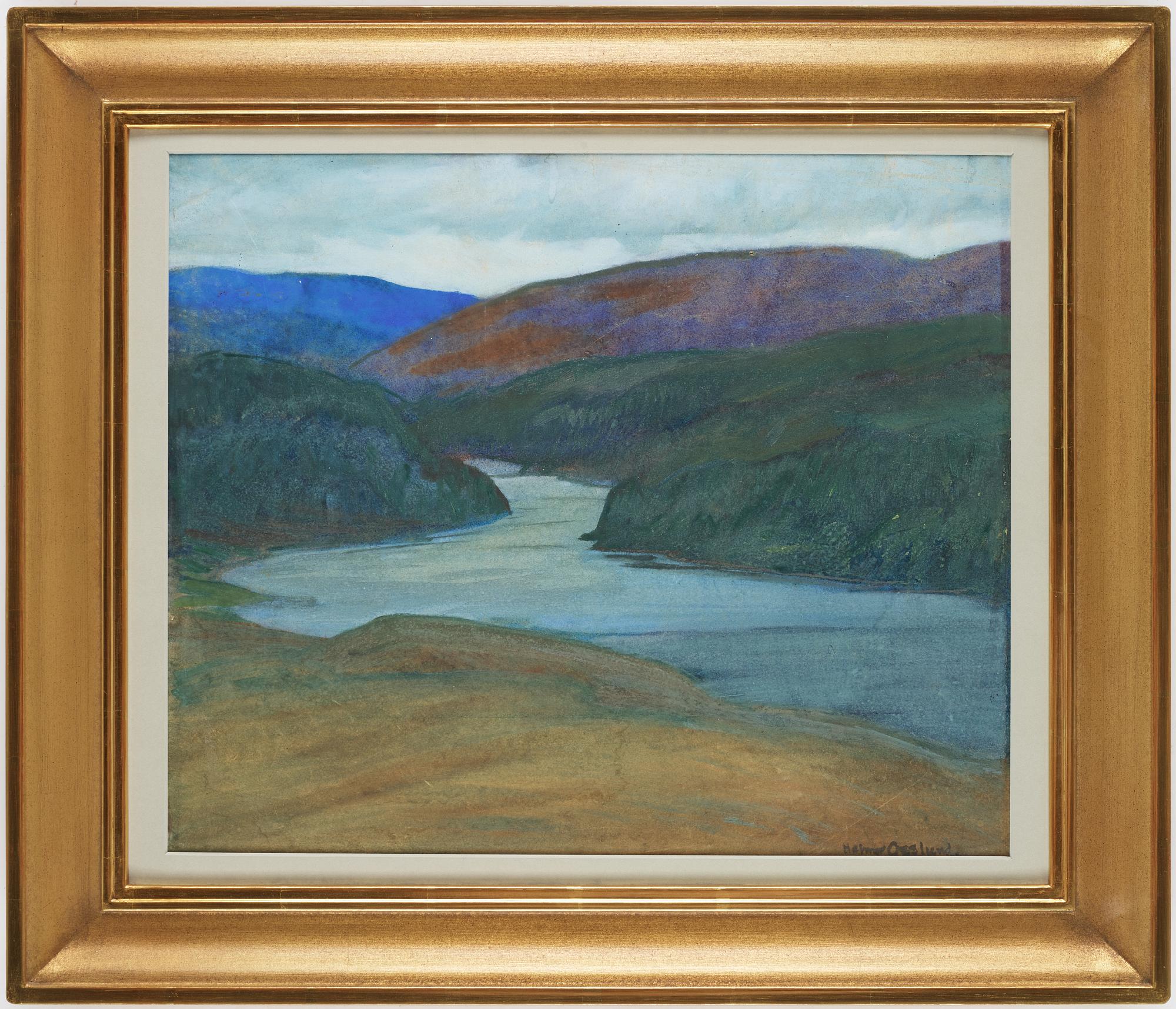 Helmer Osslund, pastell och gouache på papp-pannå, signerad.