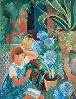 381. Arthur Percy, "Girl among blue flowers".