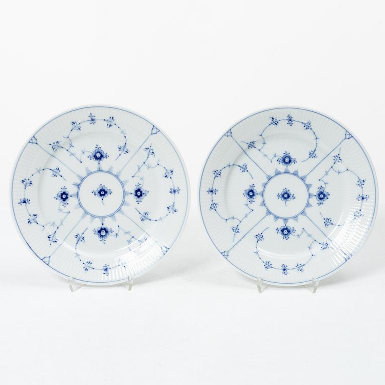Royal Copenhagen, Three pairs of 'Blue fluted' porcelain plates, 'Musselmalet', second part of the 1900s.