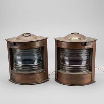 Two copper lanterns, mid 20th century.