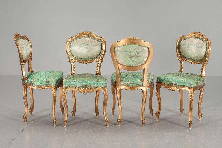 STOLAR, 4 st. Louis XV-stil. Omkring 1900.