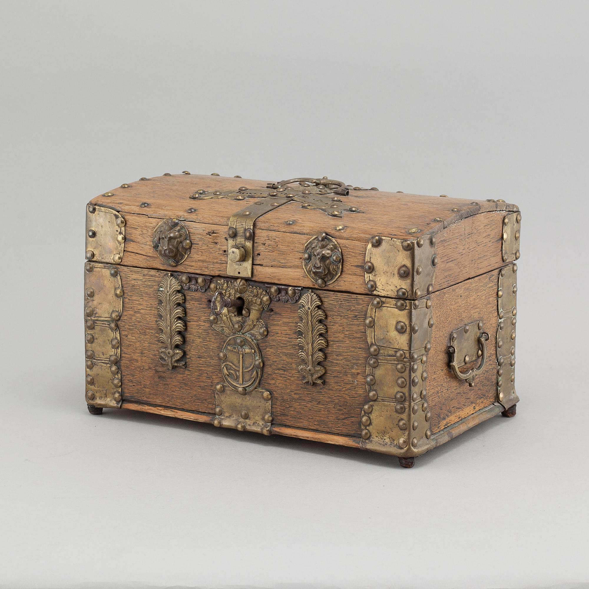 A wooden and brass box, around the turn of the century.