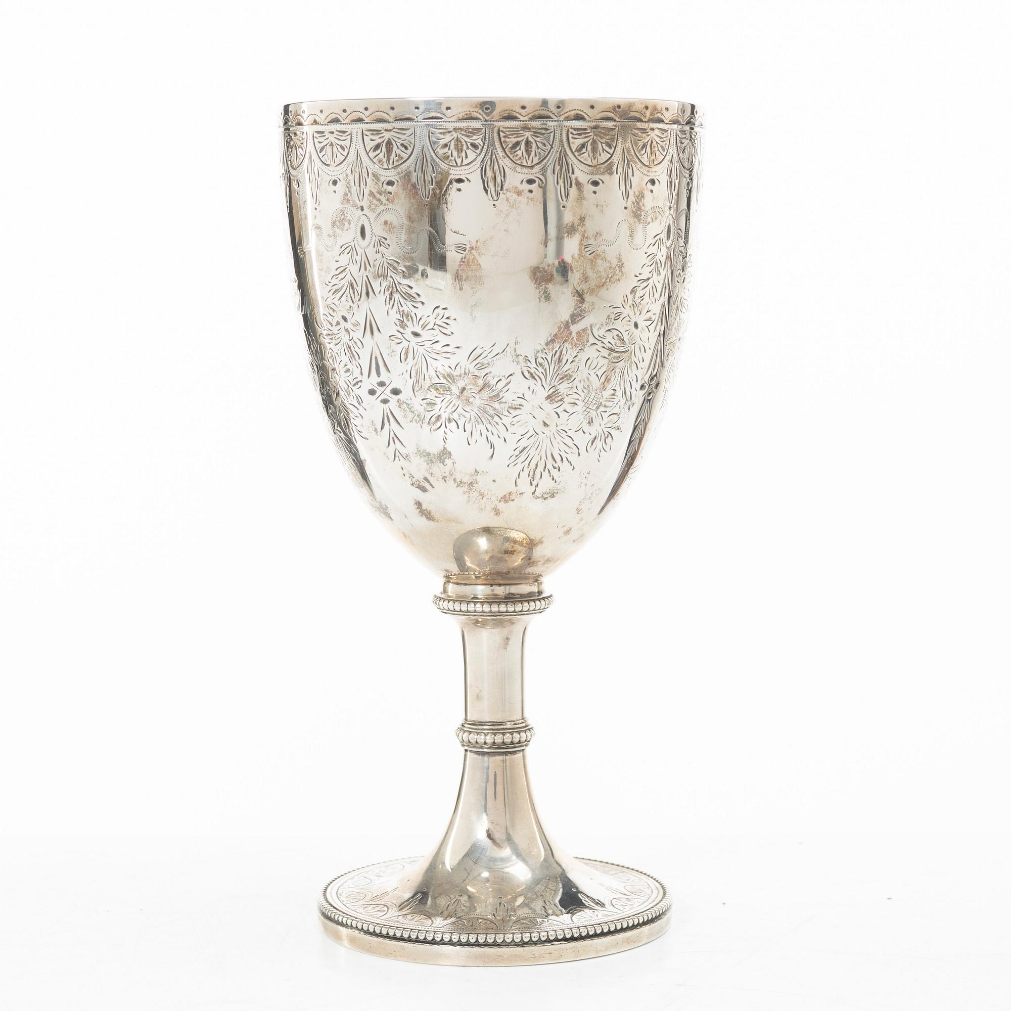 A British silver prize cup, mark of William Stocker, London, 1861.