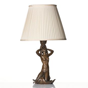 Hjördis Nordin-Tengbom, a patinated bronze table lamp, Herman Bergman konstgjuteri, Stockholm, 1922.