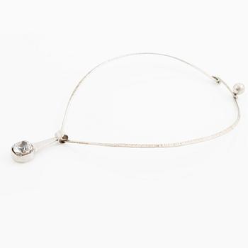 Necklace with pendant, silver and white stone, Ceson, Gothenburg 1968 and 1969.
