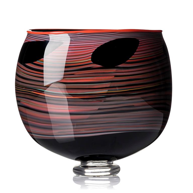 Gunnar Cyrén, a graal glass vase, Orrefors, Sweden, 1989.