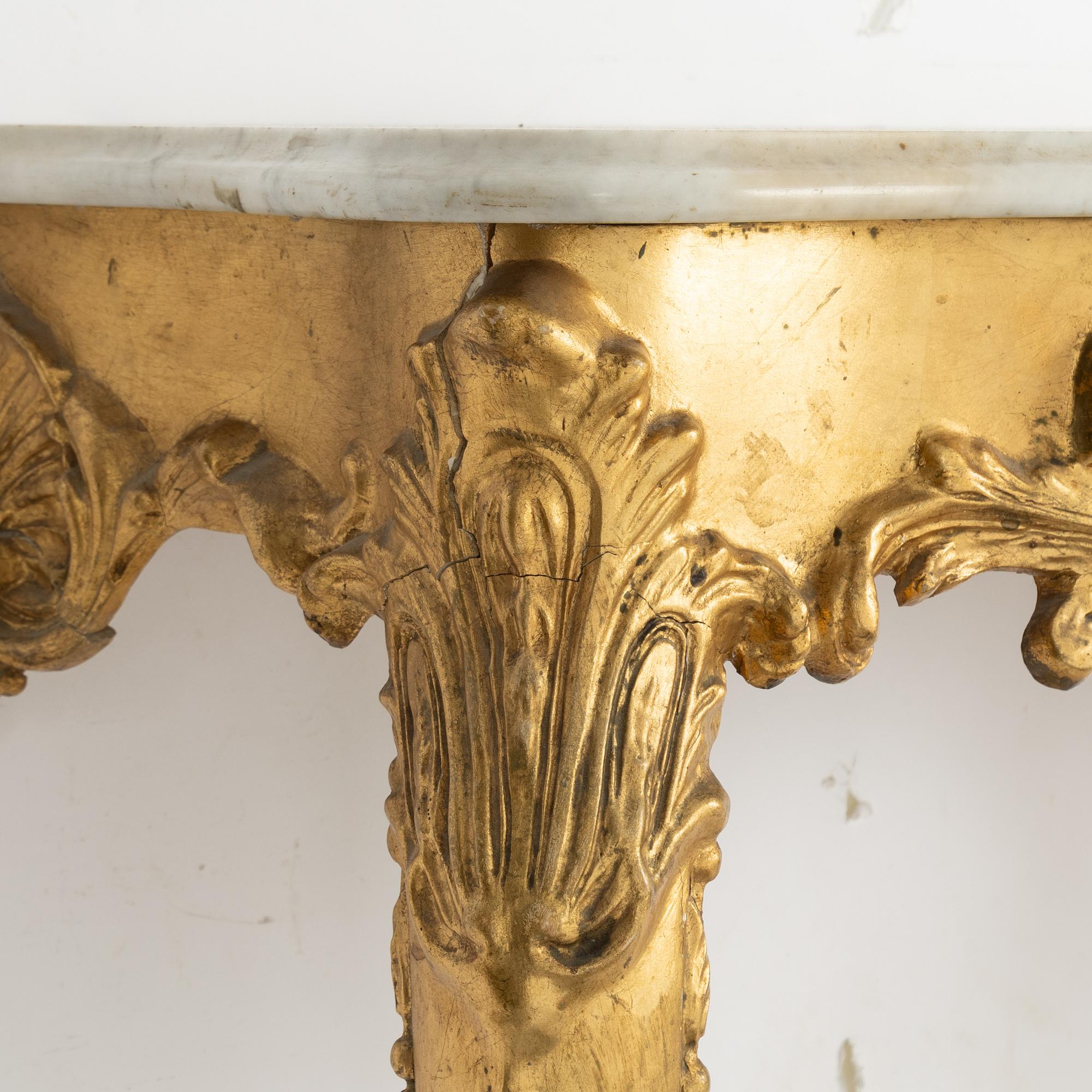 Spegel och konsolbord, rokokostil 1800-tal.