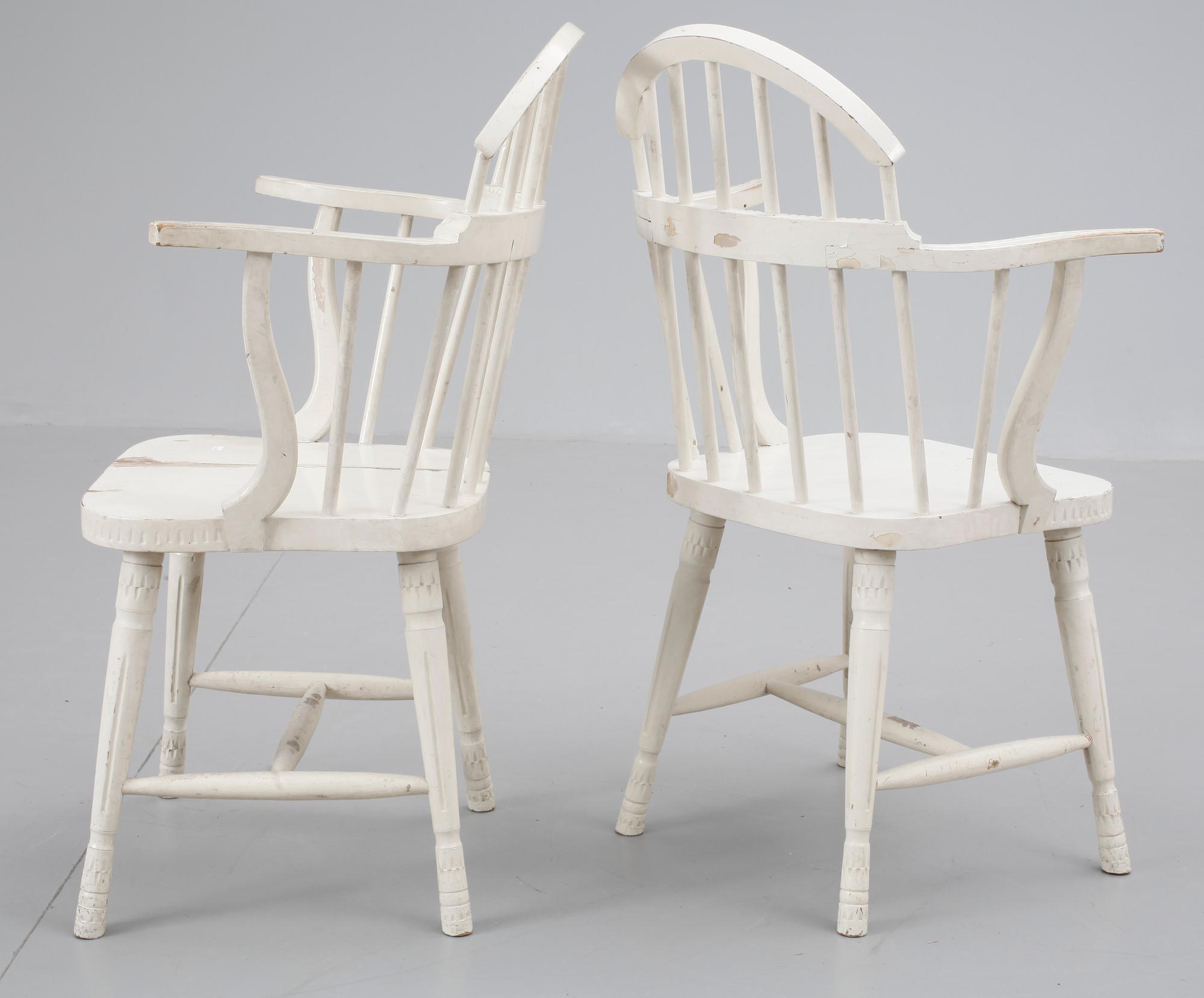 KARMSTOLAR, ett par, sent 1800-tal.