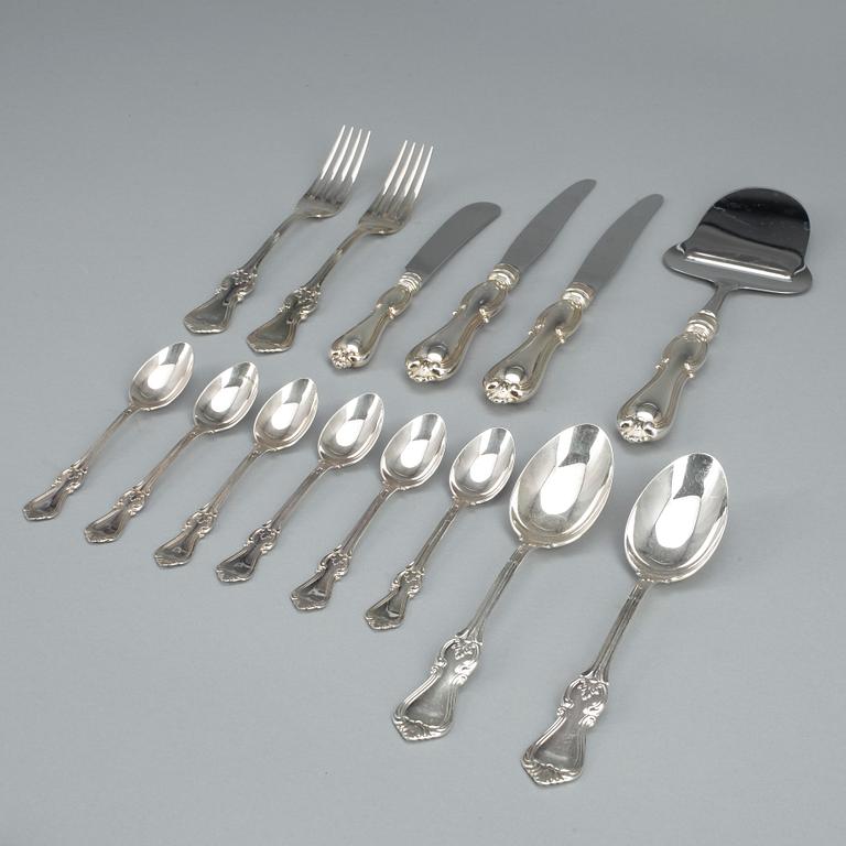 BESTICKUPPSÄTTNING, 14 delar, silver, "Olga", Mema/Gab,  2010. Totalvikt (inkl stålblad) ca508g.
