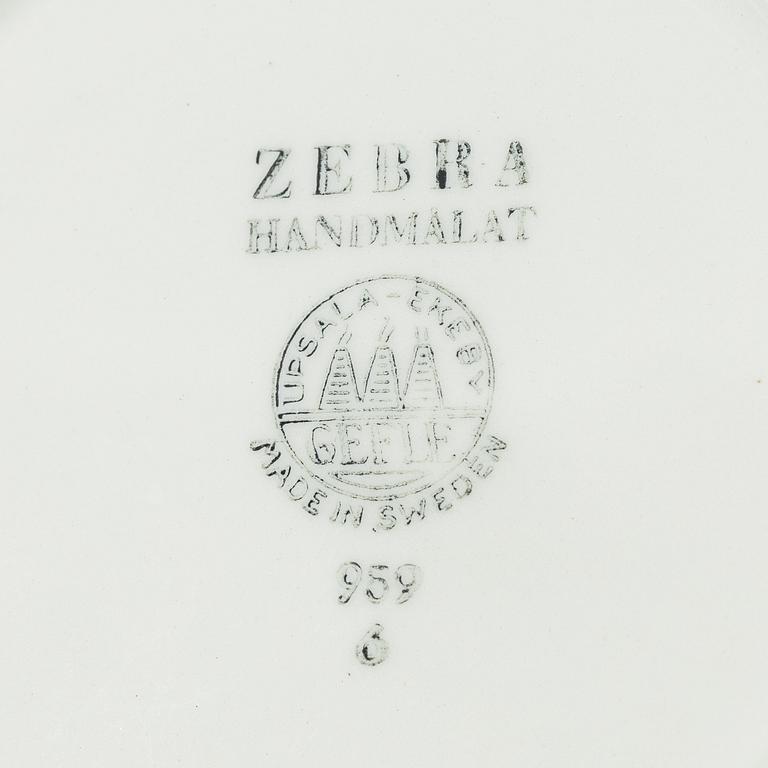 Eugen Trost, tea cups with saucers, 7 pieces, stoneware, "Zebra", Gefle, 1950s.