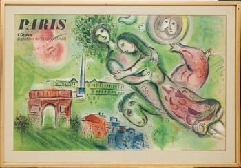 Marc Chagall, efter. "Paris, l'Opera, le plafond de Chagall, (détail) (Roméo et Juliette)", 1964.