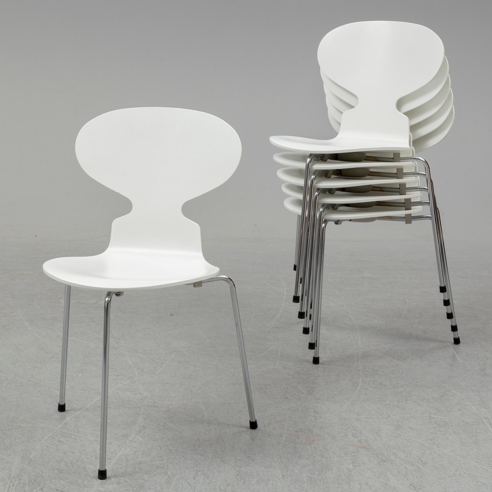 ARNE JACOBSEN, stolar, 6 st, "Myran", Fritz Hansen, Danmark, 2004.