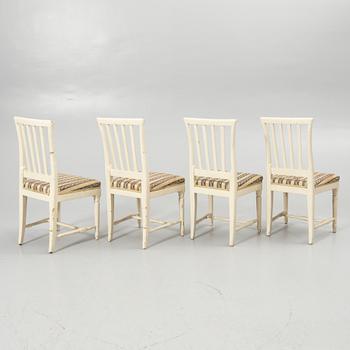 Four late Gustavian chairs, circa 1800.