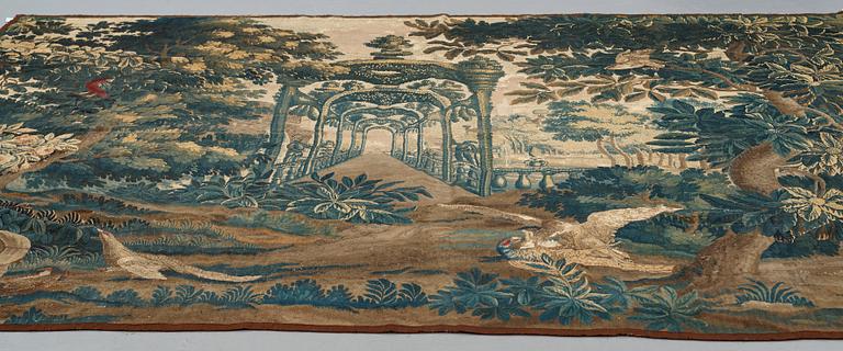 VÄVD TAPET, gobelängteknik, "Slottspark", ca 269 x 327 cm, Frankrike 1700-talets början.