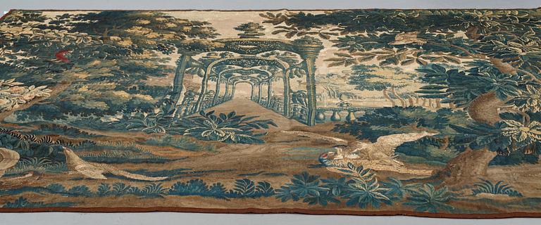 A TAPESTRY, tapestry weave, "A castle garden", ca 269 x 327 cm, France the beginning of the 18th century.