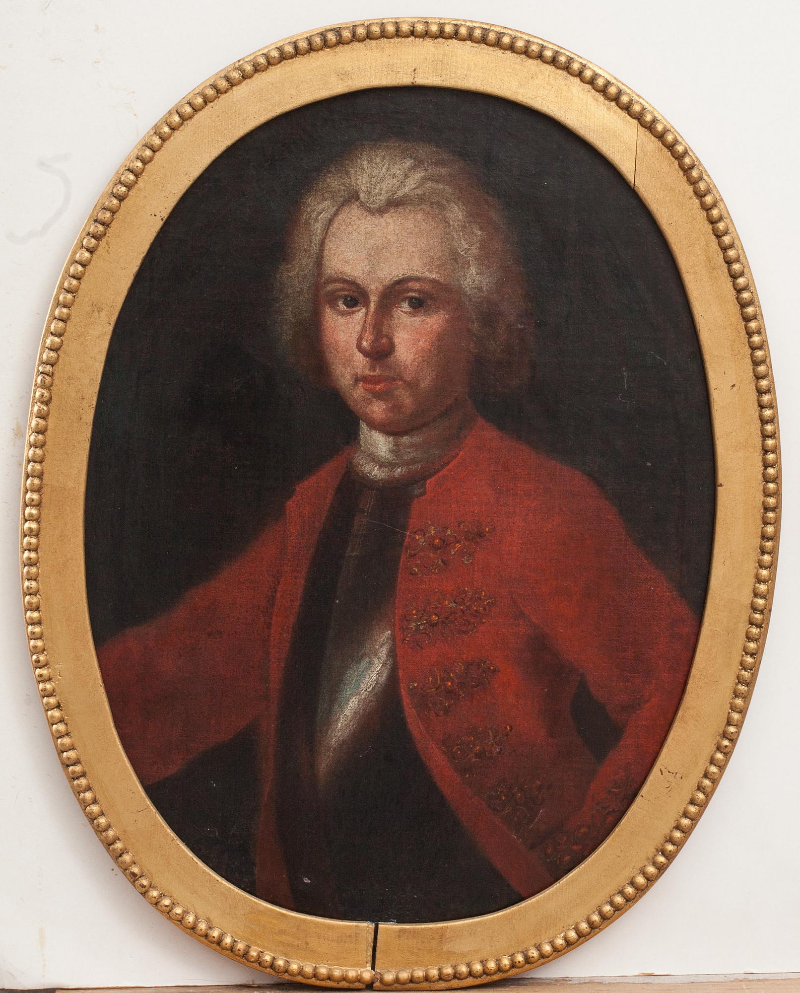 OKÄND KONSTNÄR, olja på uppfodrad duk, ett par, ovala. 1700-tal.