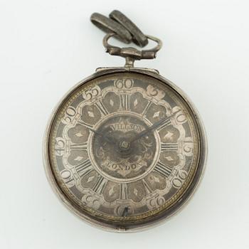 A silver double-case pocket watch by Thomas Wilson (watchmaker in London 1659-94).
