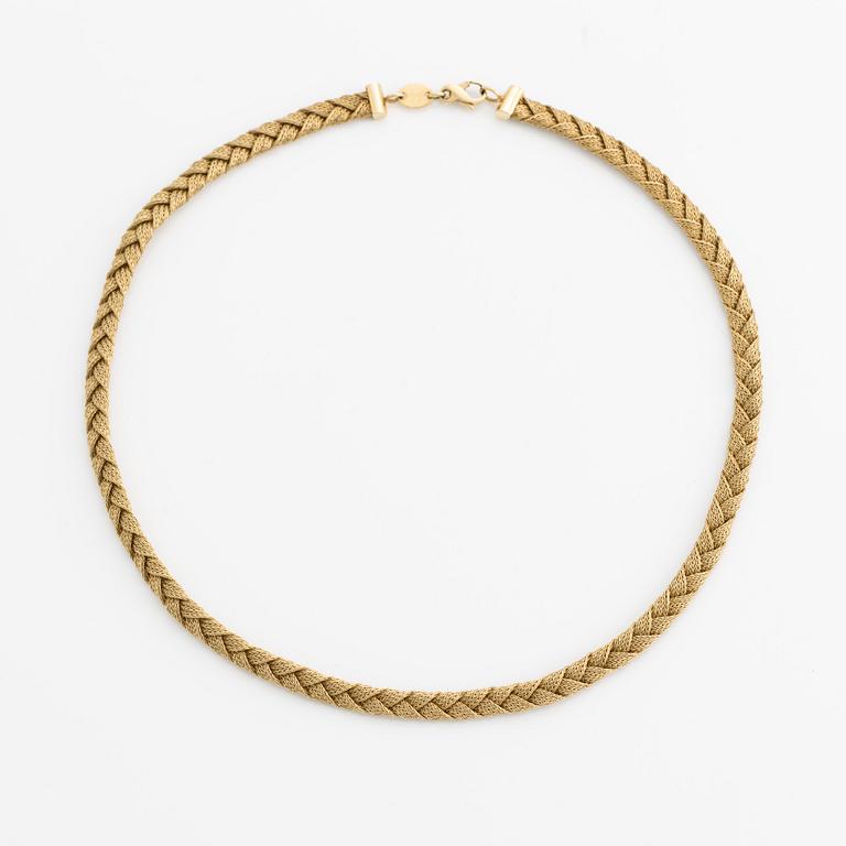 Necklace, braided, 18K gold,