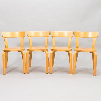 ALVAR AALTO, Tuoleja, 4 kpl, malli 69, Artek. 1900-luvun loppu.