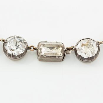 Silver necklace with paste, 19th century.