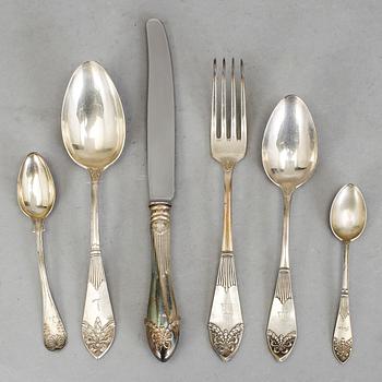 SKEDAR, 3+4+3 st, silver samt BESTICKSERVIS, 29 delar, nysilver, modell "Empire", bl.a. CG Hallberg.