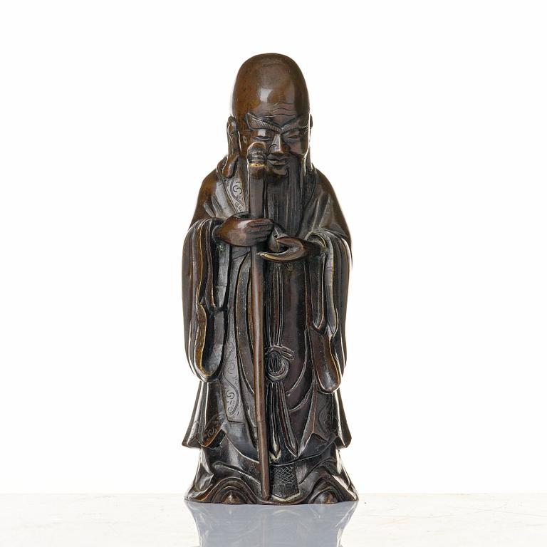 A bronze sculpture of Sholao, late Qing dynasty.