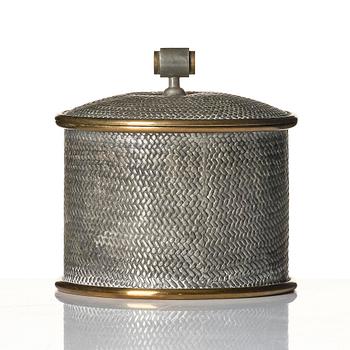 Björn Trägårdh, a pewter and brass lidded jar, model "A 2273", Firma Svenskt Tenn, Stockholm, 1944.