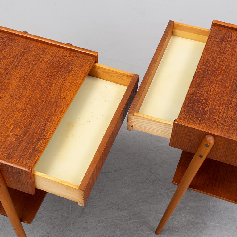 Sängbord, ett par, teak, Carlström & Co, Bjärum, 1950/60-tal.