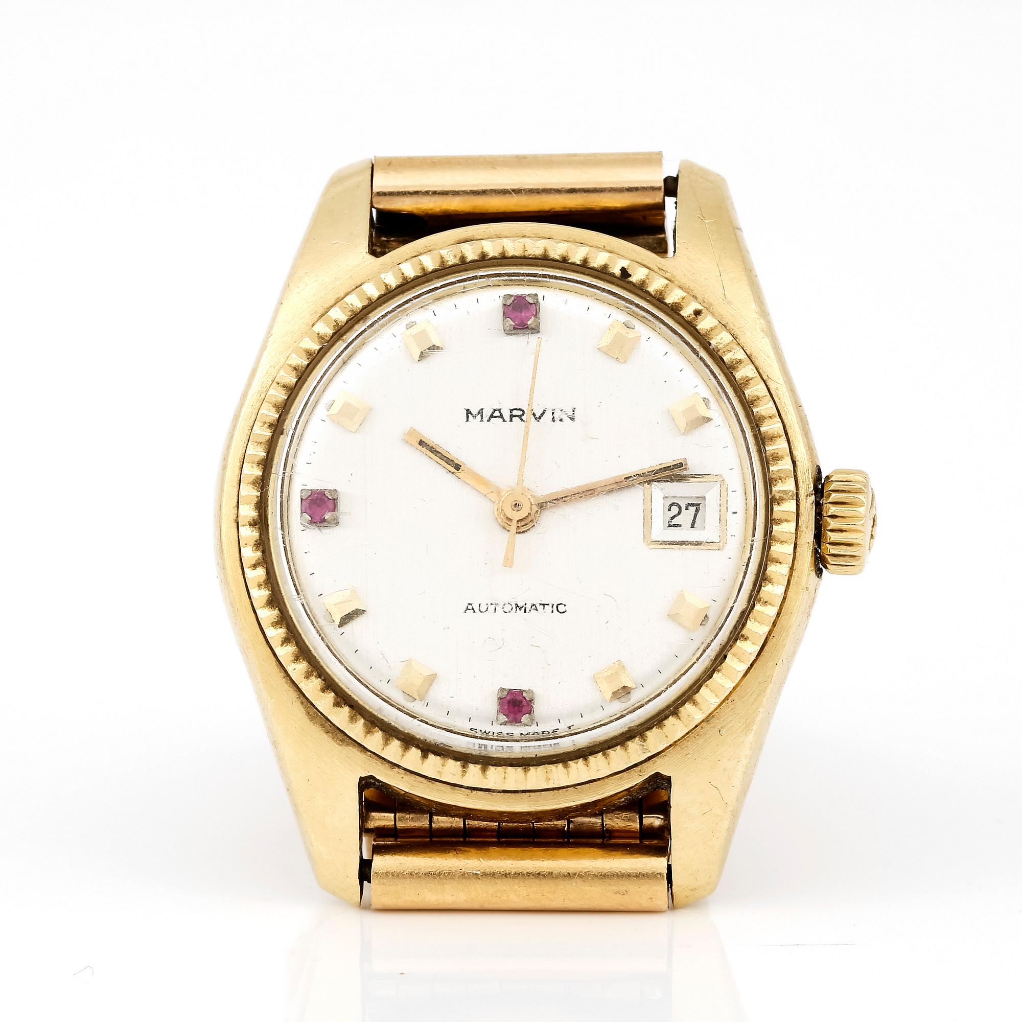 ARMBANDSUR, 18K guld, Marvin, 1900-talets mitt.