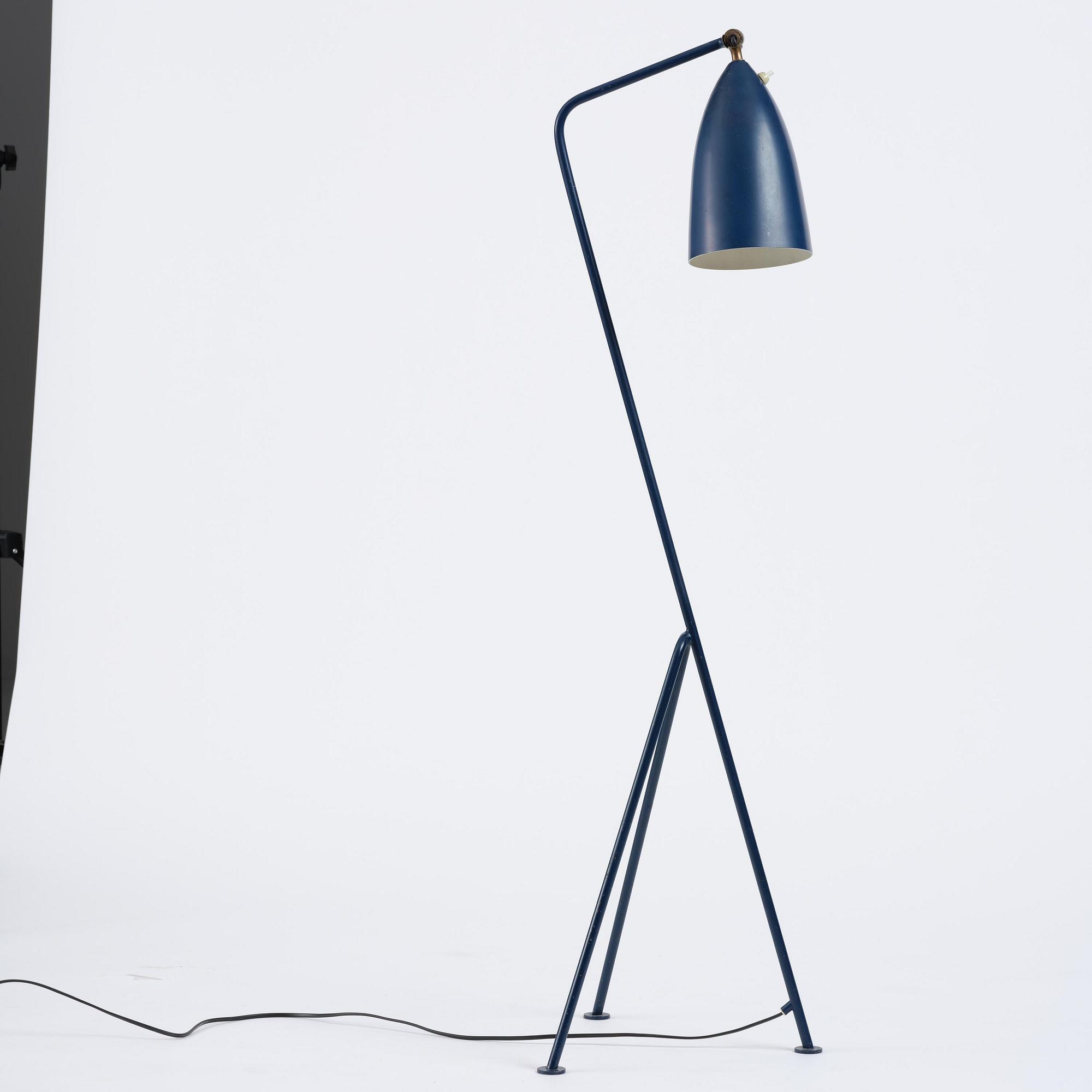 Greta Magnusson Grossman, a blue "Grasshopper" floor lamp model "G-33", Bergboms, Malmö, 1950s.