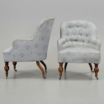 EMMAFÅTÖLJER,  ett par , nyrokoko, 1800-talet slut.