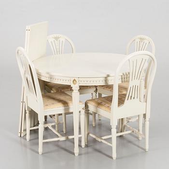 A Swedish gustavian style 5 pcs dining furniture.