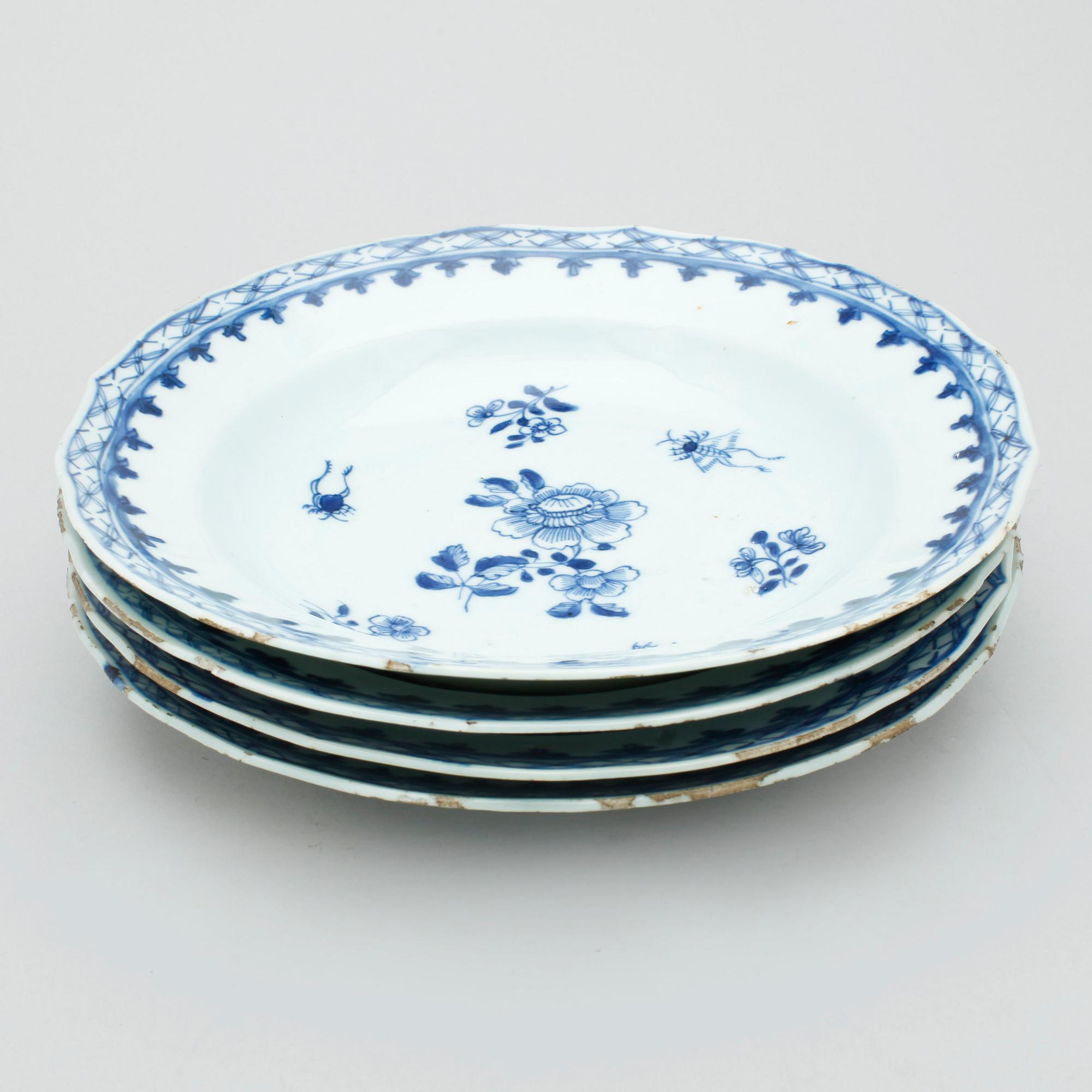 DJUPA TALLRIKAR, 4 st, porslin, Qing dynastin. Kangxi (1662-1722).