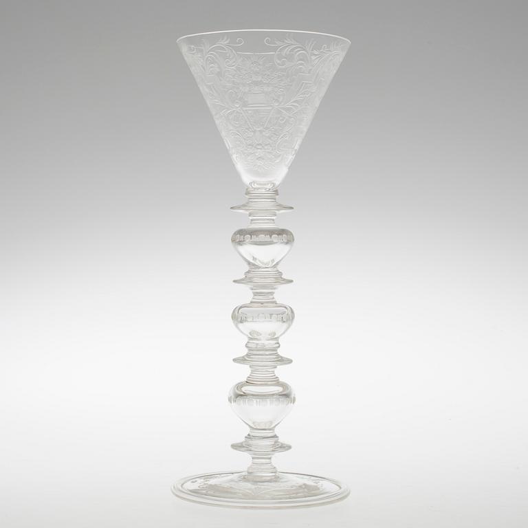 POKALGLAS, glas. Barockstil, 1800-tal.