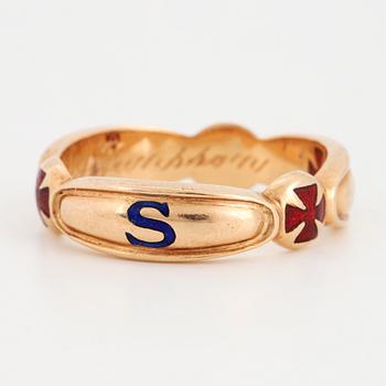 ORDENSRING, 18K guld och emalj.