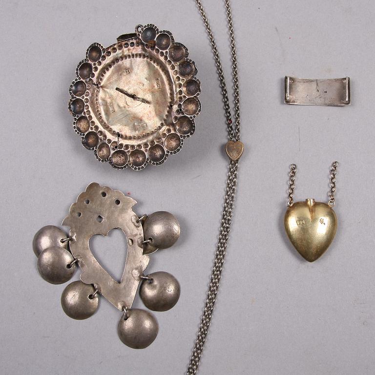 SMYCKEN, 5 st, silver, allmoge, 1800-tal.
