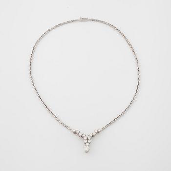 A brilliant cut diamond necklace with Swedish import mark.