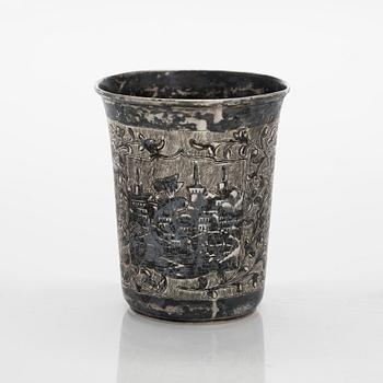 A silver and niello cup, Moscow 1864.