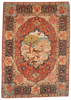 1326. SEMI-ANTIQUE TABRIZ FIGURAL. 203 x 144 cm.