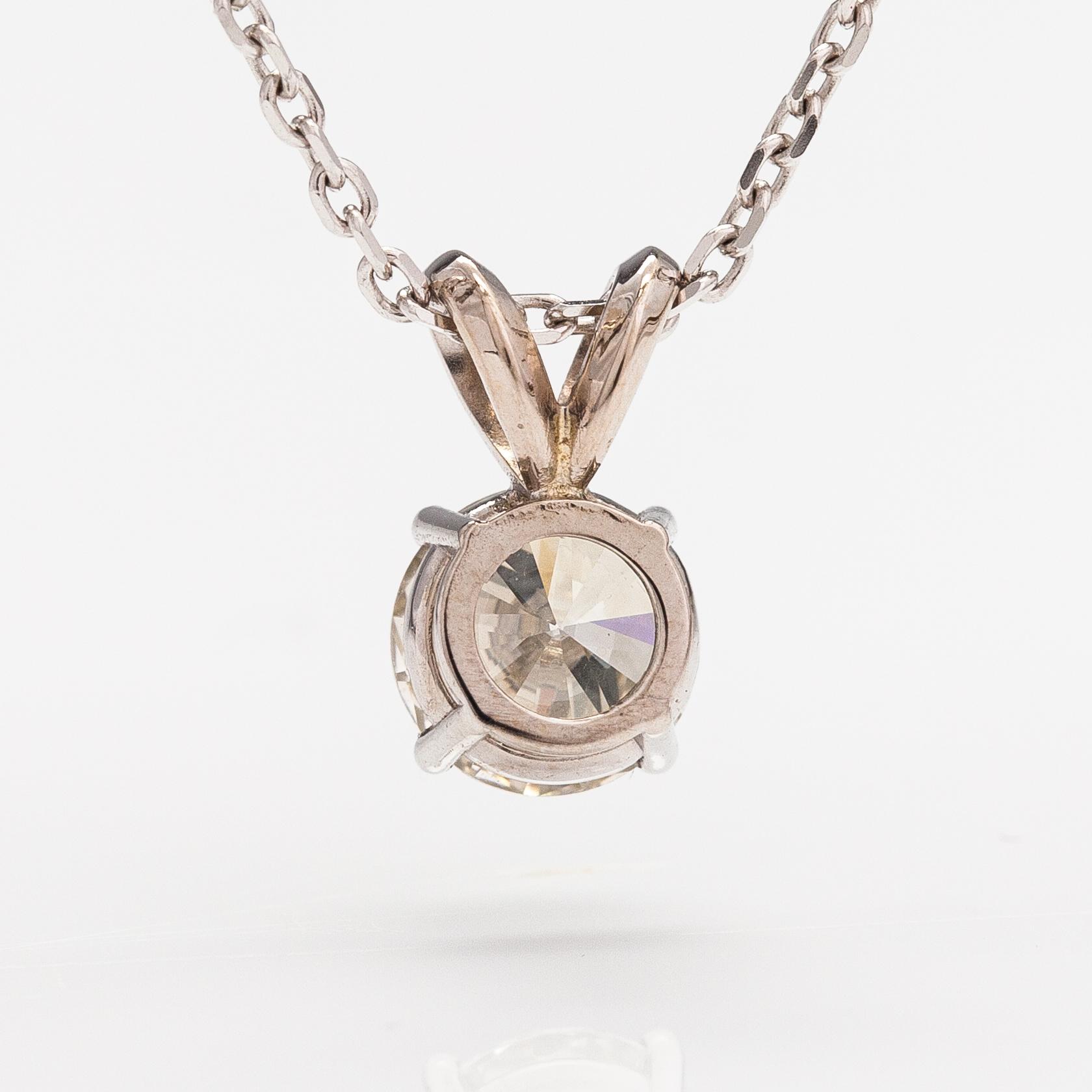 Kaulakoru, 14K valkokultaa, timantti n. 0.93 ct.