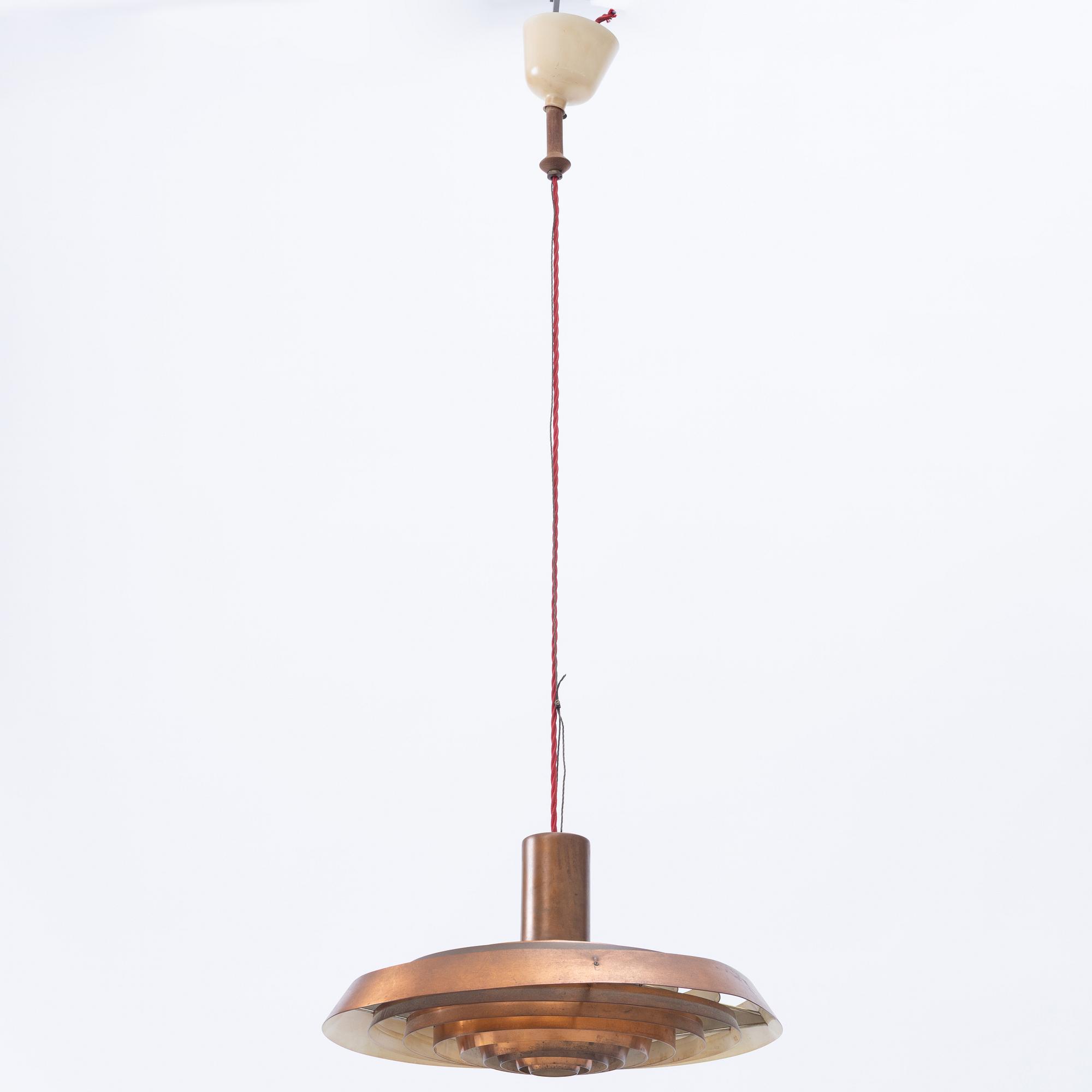 Poul Henningsen, a copper ceiling lamp "PH Tallerken", Louis Poulsen Denmark, second half of the 20th century.