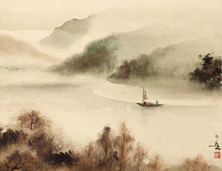 Two hanging scrolls of landscapes by Huang Huanwu (1906-1985), signed.