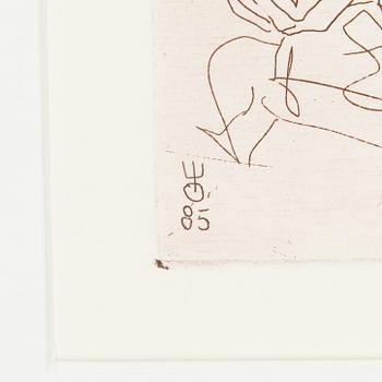 Evald Okas, etsning, signerad med blyerts, daterad -85.