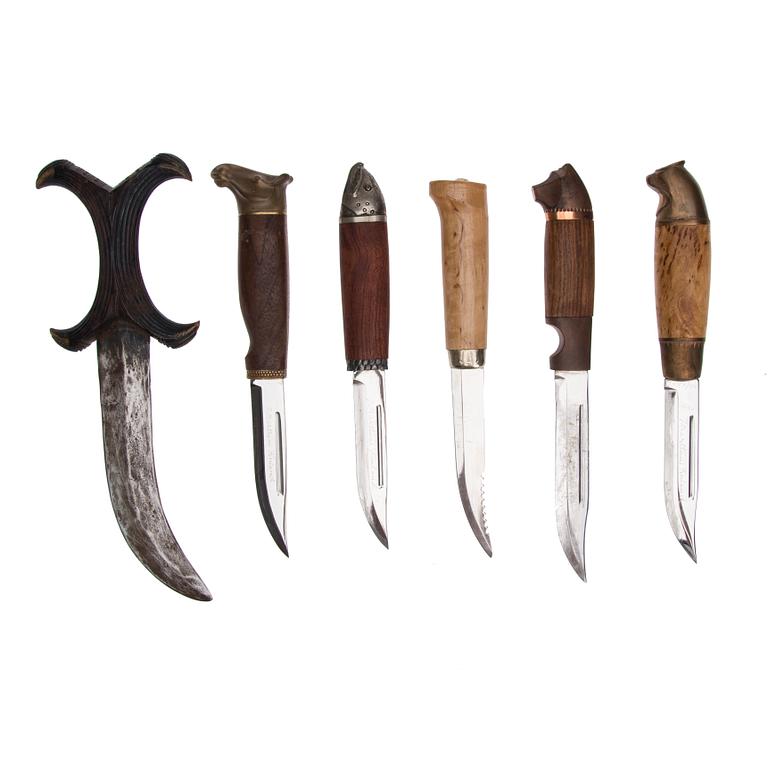 PUUKKO-KNIVAR, 6 st, Finland, bl.a. Marttiini, 1900-talets senare hälft.