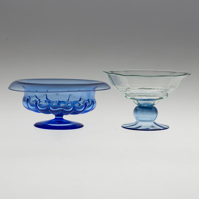 2 glass bowls, Simon Gate, Orrefors Sandvik, ca 1917-1920.