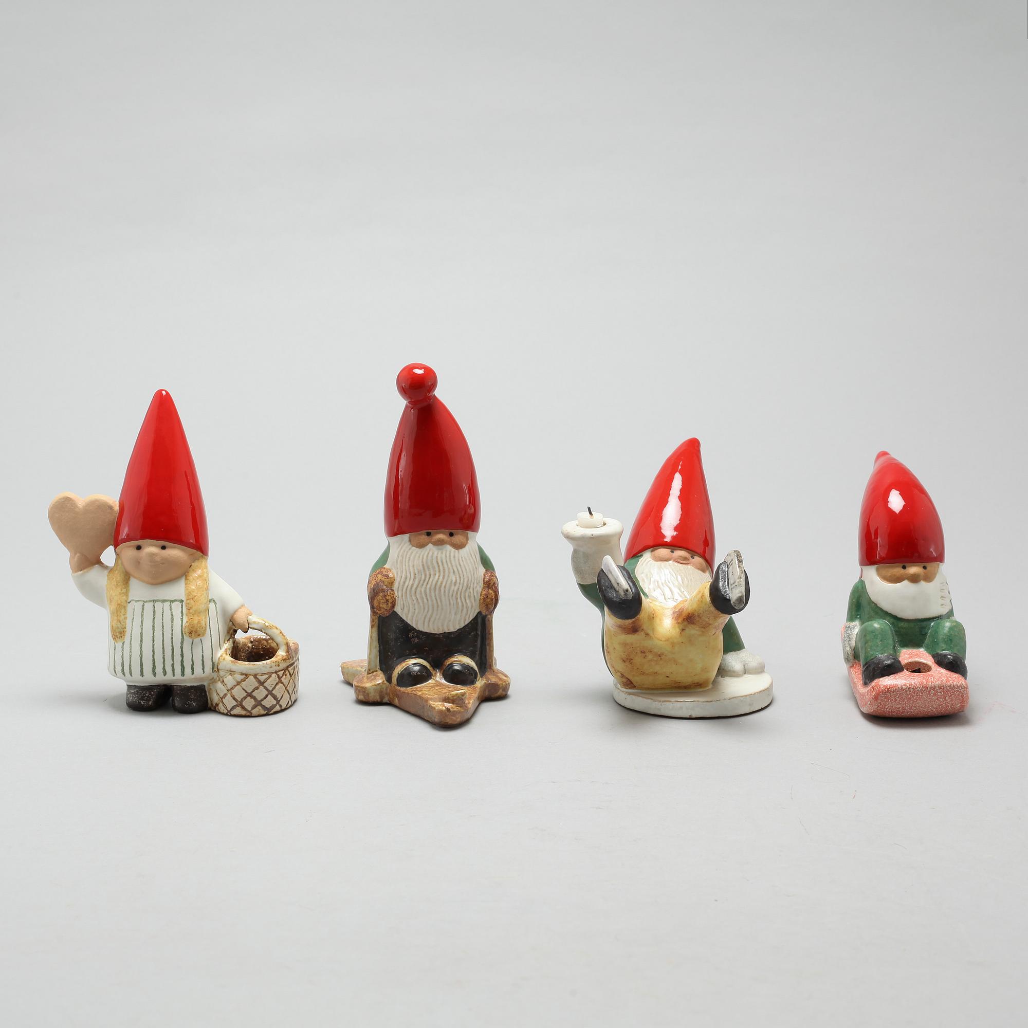 Four figurines by Lisa Larson, stoneware, Gustavsberg, K-Studio, end of the 20th century.