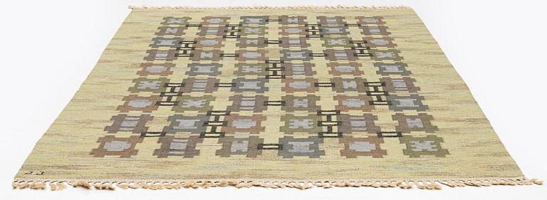 Judith Johansson, a carpet, 'Squares', flat weave, c. 286 x 200 cm, signed JJ.