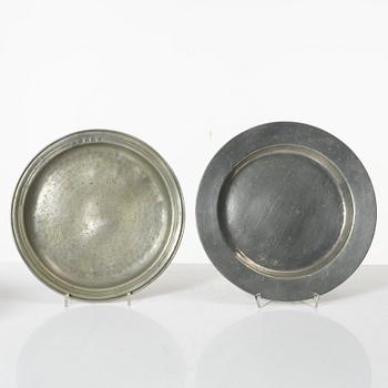 Tin objects, six pieces, Sweden, 18th-19th century.